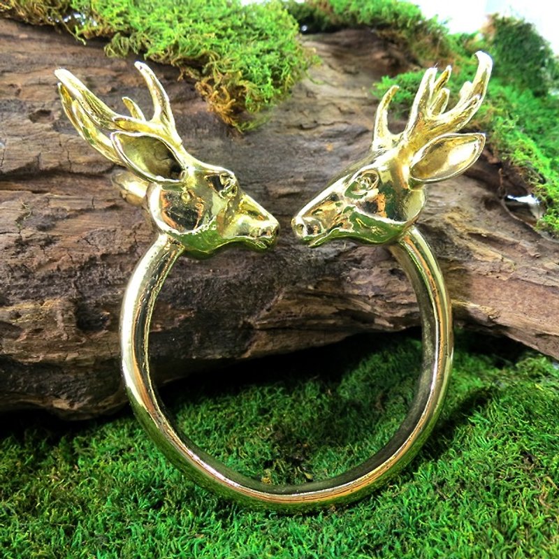 双头鹿黄铜手镯 - 手链/手环 - 其他金属 黄色