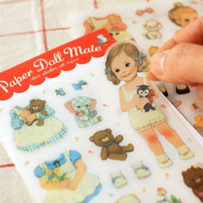 韩国【Afrocat】paper doll mate sticker  （透明底）手帐 贴纸6张 生活 心情 进口 - 贴纸 - 其他材质 
