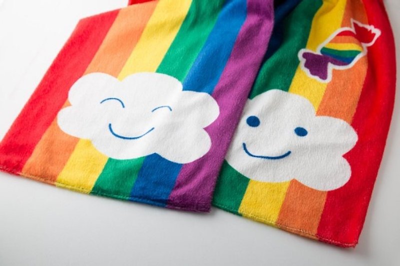 六色彩虹 微笑云朵彩虹围巾 - 丝巾 - 其他材质 多色