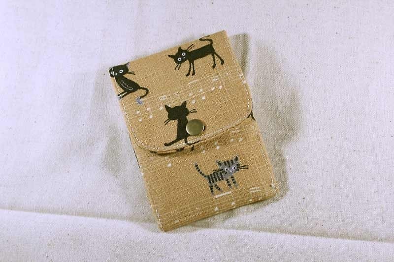 卡片名片收纳袋-在音谱上的猫 - 名片夹/名片盒 - 其他材质 咖啡色