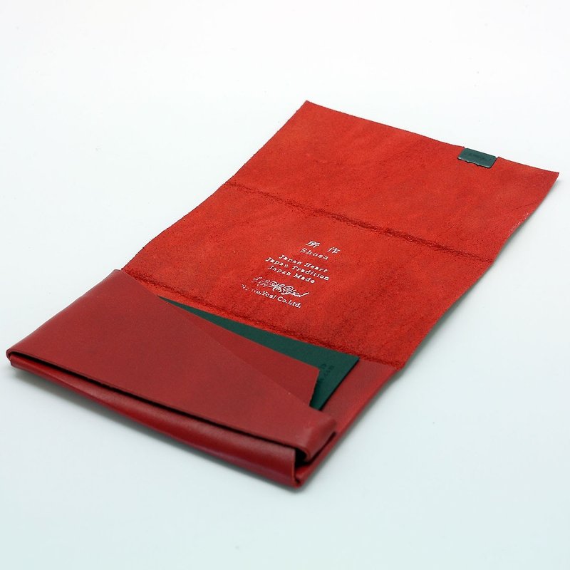 日本手工-所作Shosa 植鞣牛皮 名片夹/卡夹 - 简约基本款/红 - 名片夹/名片盒 - 真皮 红色