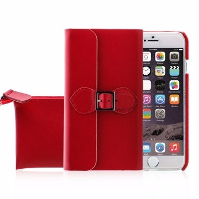 SIMPLE WEAR iPhone 6 /  6S 专用 OSHARE 英伦风磁吸式真皮皮套 - 红 (4716779654493) - 手机壳/手机套 - 真皮 红色