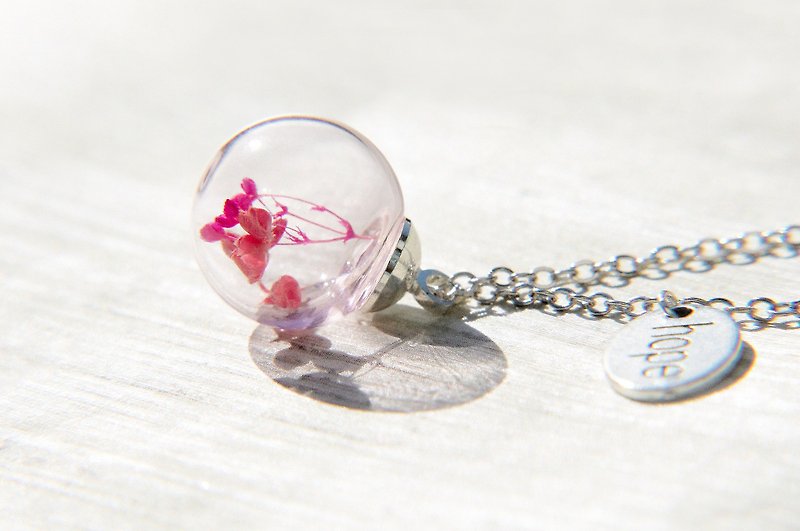 情人节礼物 / 森林女孩 / 法式透明感玻璃球Hope项链 - 粉红色森林 - 项链 - 玻璃 粉红色