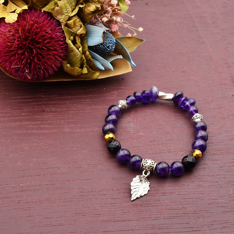 紫醉 | 紫水晶 黑玛瑙 | 天然石手链 - 手链/手环 - 宝石 紫色