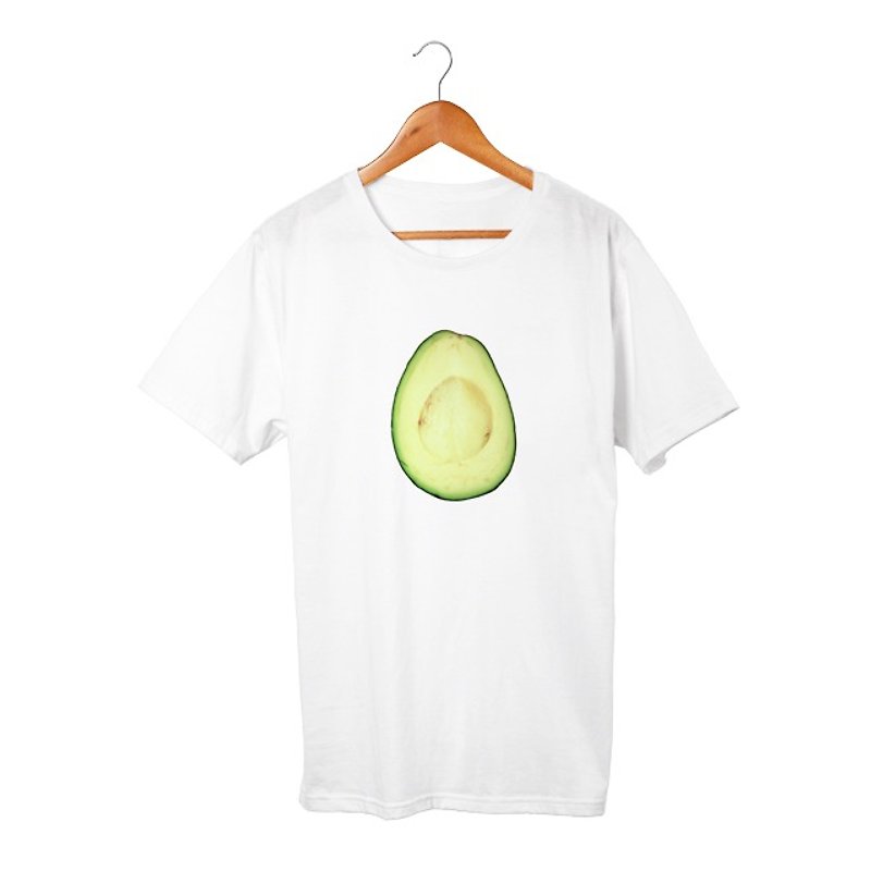 アボカド T-shirt - 中性连帽卫衣/T 恤 - 棉．麻 白色