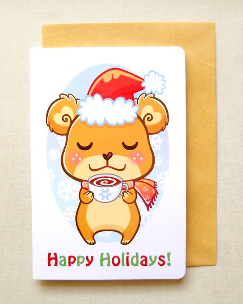 小熊圣诞卡片 - 圣诞节卡片 - Merry Christmas Card - 卡片/明信片 - 纸 多色