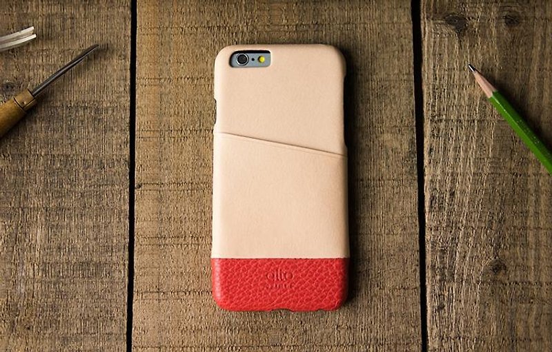 【轻微瑕疵品】alto iPhone 6/6S  4.7寸 真皮手机壳背盖 Metro - 本色/红 [可加购定制文字雷雕] 皮革 保护套 Leather Case - 手机壳/手机套 - 真皮 红色