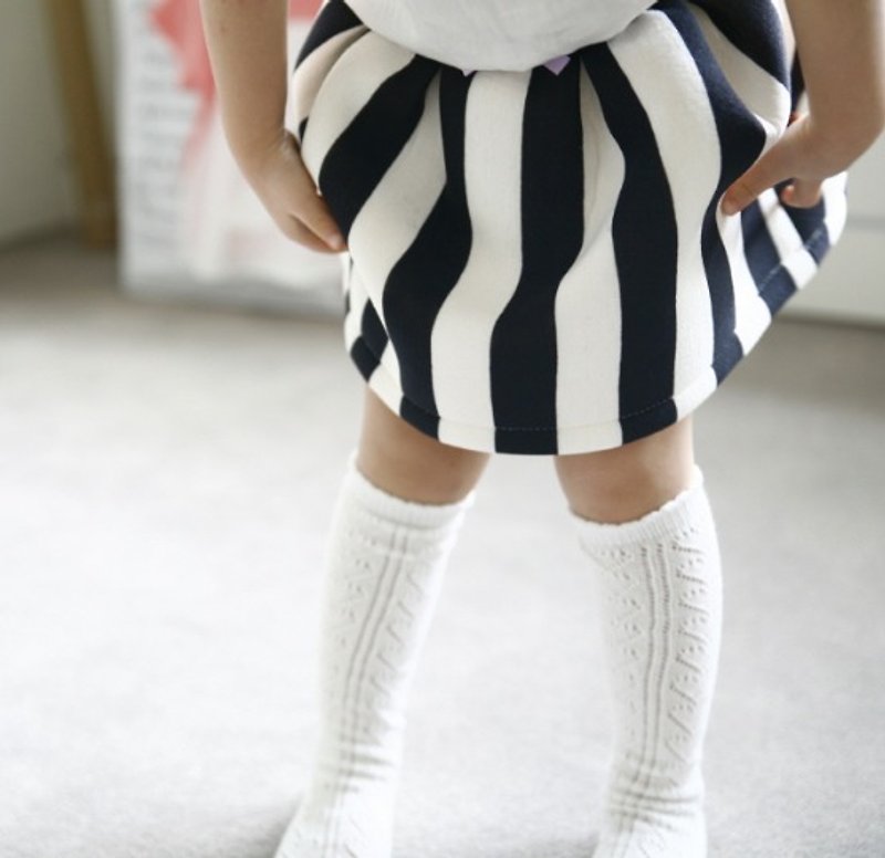 【韩国制】弥之星MiniDressing- 时尚编织儿童弹性袜 止滑袜 童袜 - 袜子 - 棉．麻 白色
