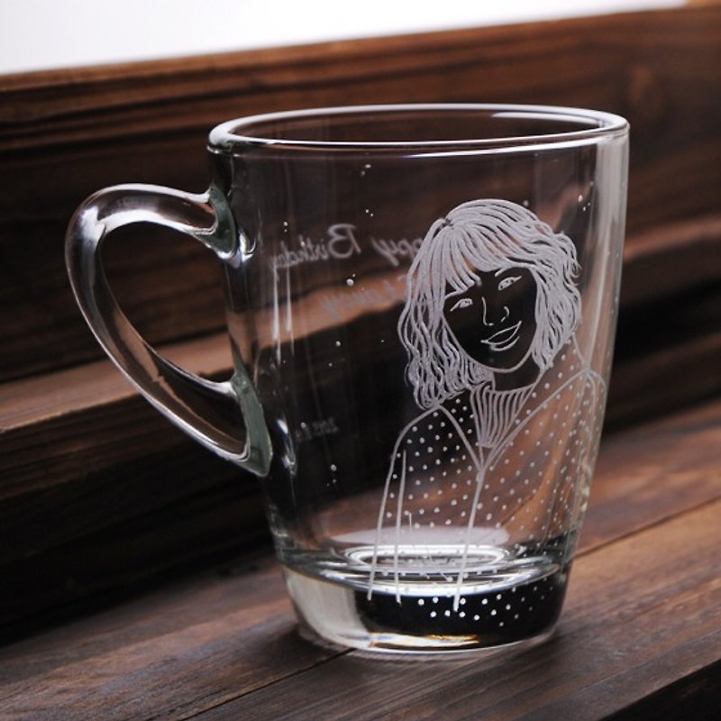 320cc【MSA肖像订做马克杯】(写实版) 日本雪祭 女孩人像马克杯 - 订制画像 - 玻璃 咖啡色