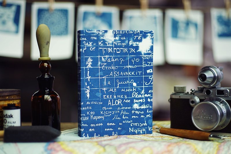 手工蓝晒笔记本 - 巴黎爱之墙 - 笔记本/手帐 - 纸 蓝色