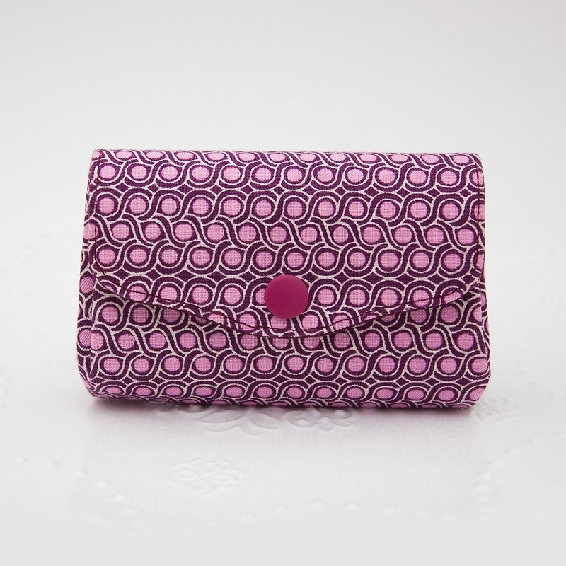 典雅美型三层小物收纳零钱包-紫红麻花 - 零钱包 - 棉．麻 紫色