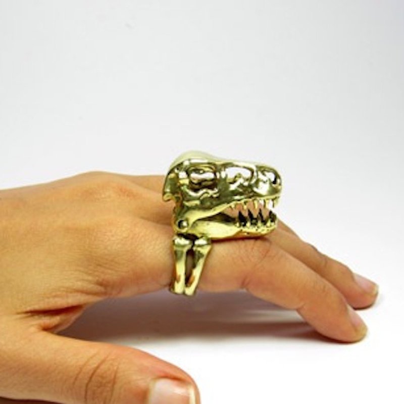 T rex skull ring in brass,Rocker jewelry ,Skull jewelry,Biker jewelry - 戒指 - 其他金属 