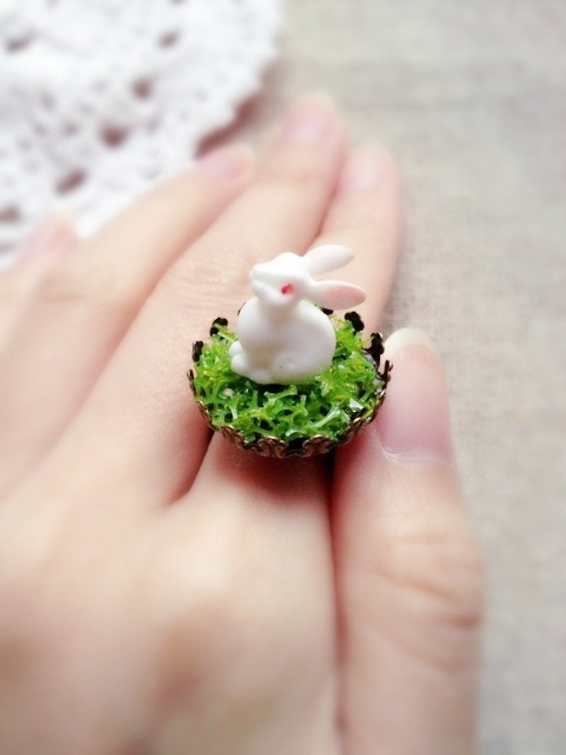 [imykaka] ♥ 小白兔 戒指 - 戒指 - 其他金属 白色