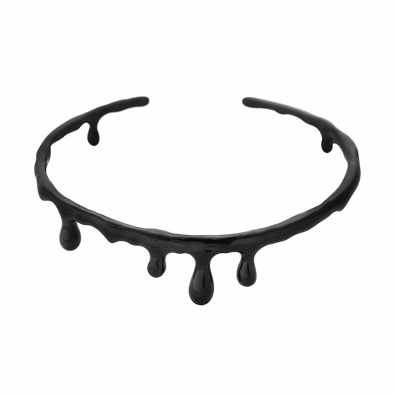 Water Drop Black blood Bangle in brass and enamel color ,Rocker jewelry ,Skull jewelry,Biker jewelry - 手链/手环 - 其他金属 