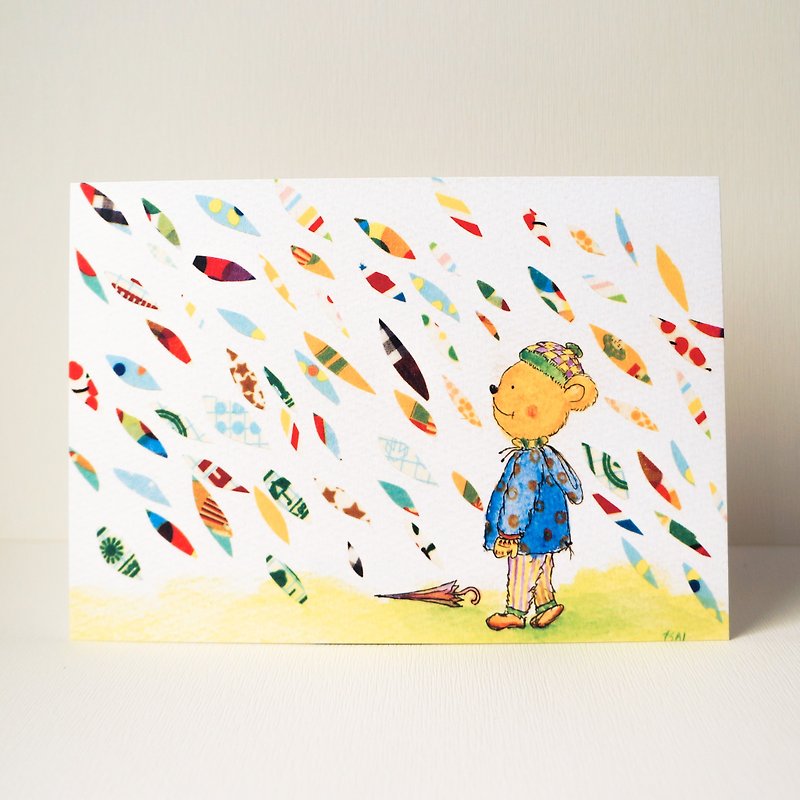 明信片 纸胶带 雨天的小熊不过他的病快好了 - 卡片/明信片 - 纸 多色