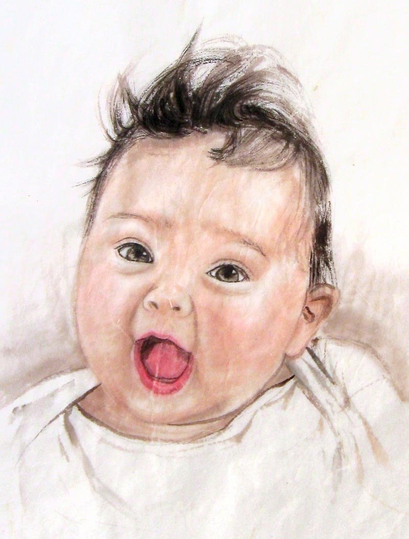 个性画像创意礼物-赤子心之好奇宝宝爱瞪眼-21x29.7cm画心 - 订制画像 - 纸 