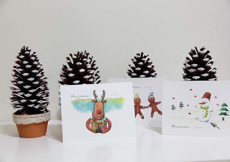 圣诞系列 姜饼人 雪人 麋鹿 明信片 - 卡片/明信片 - 其他材质 多色