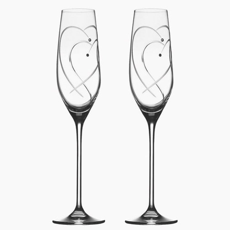 (一对价)160cc【MSA誓言双心】英国Royal Doulton香槟对杯 英伦风 镶崁施华洛世奇水晶Promises Two Hearts Entwined Toasting Flute 结婚礼物 - 酒杯/酒器 - 玻璃 白色