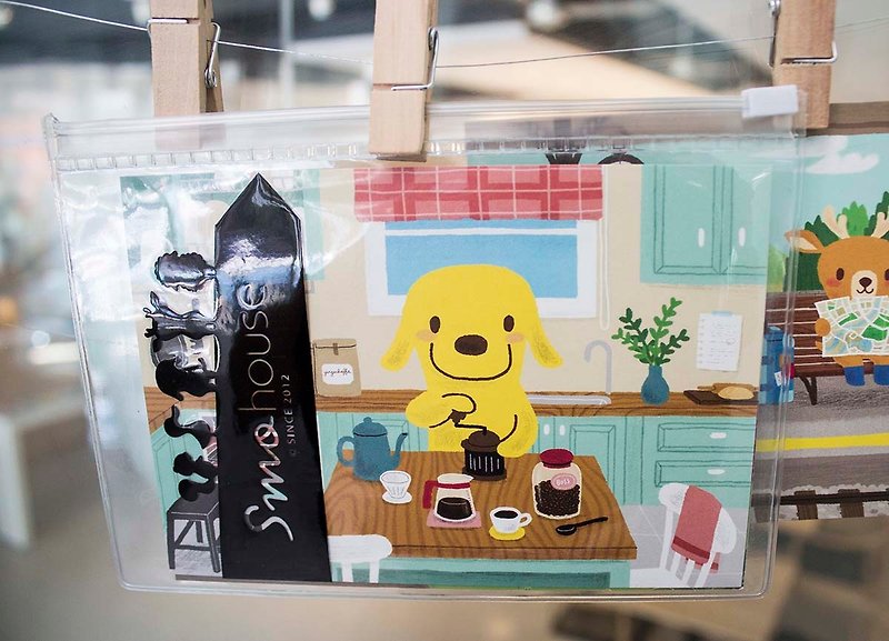 [Poca] 日常生活明信片：狗店长品咖啡（编号50） - 卡片/明信片 - 纸 黄色