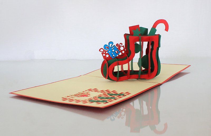 3D圣诞袜立体卡片 - 卡片/明信片 - 纸 红色