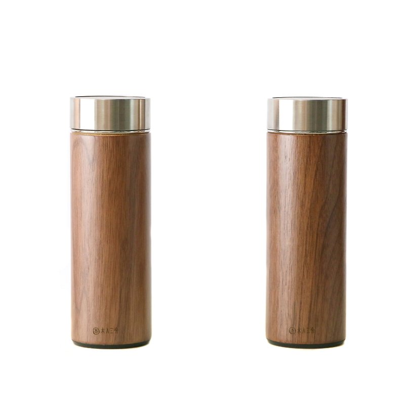 实木两俩一起-汋饮保温瓶。胡桃  330ML 保温、保冷12H - 保温瓶/保温杯 - 木头 金色