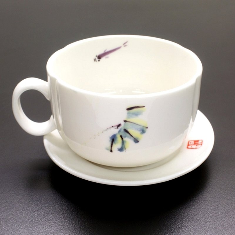 TAISO 禅画大师 李萧锟 - 二鱼一叶图 禅风瓷杯组(买一送一) - 咖啡杯/马克杯 - 其他材质 