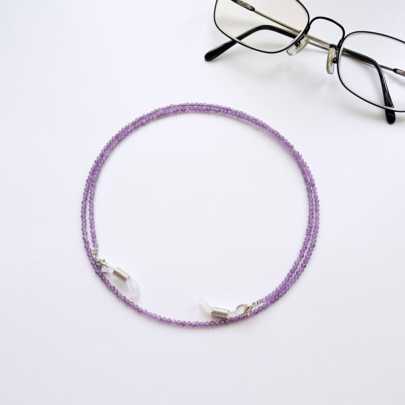紫水晶小圆珠眼镜链 - 给妈妈的母亲节礼物 - 项链 - 水晶 紫色