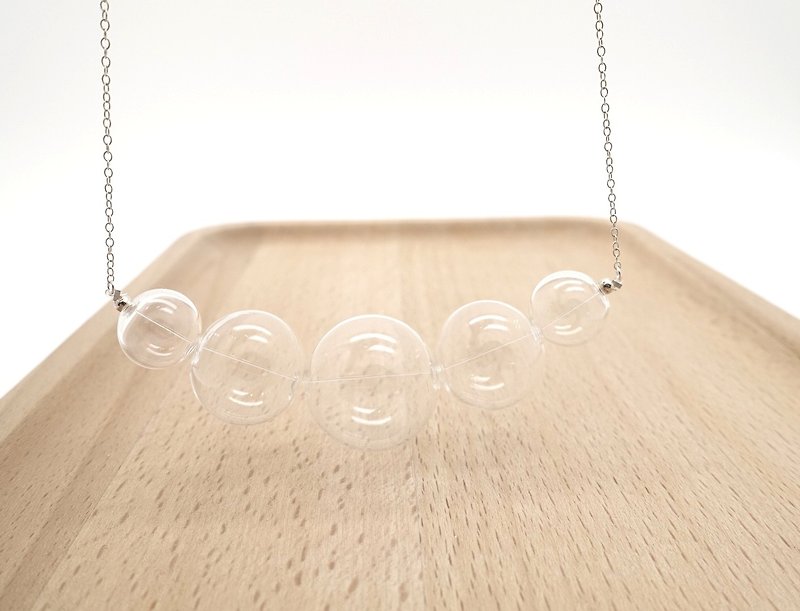简约纯银透明玻璃珠/ 渐层(小) 泡泡 项链​ - 项链 - 其他材质 白色