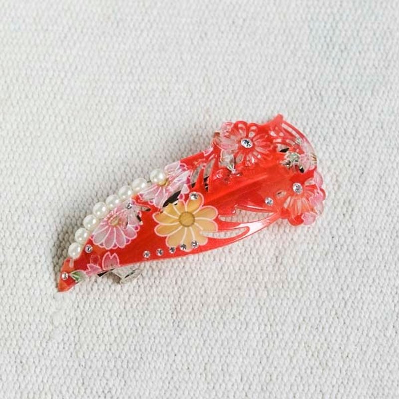 【MITHX】千樱花火,珍珠,自动夹,平夹,发夹-红 - 发饰 - 其他材质 红色