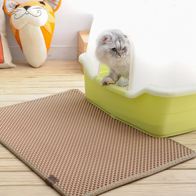 专利双层设计减少猫砂的落猫砂垫-实用长方形(褐色) 约76x57cm - 猫砂/猫砂垫 - 塑料 咖啡色