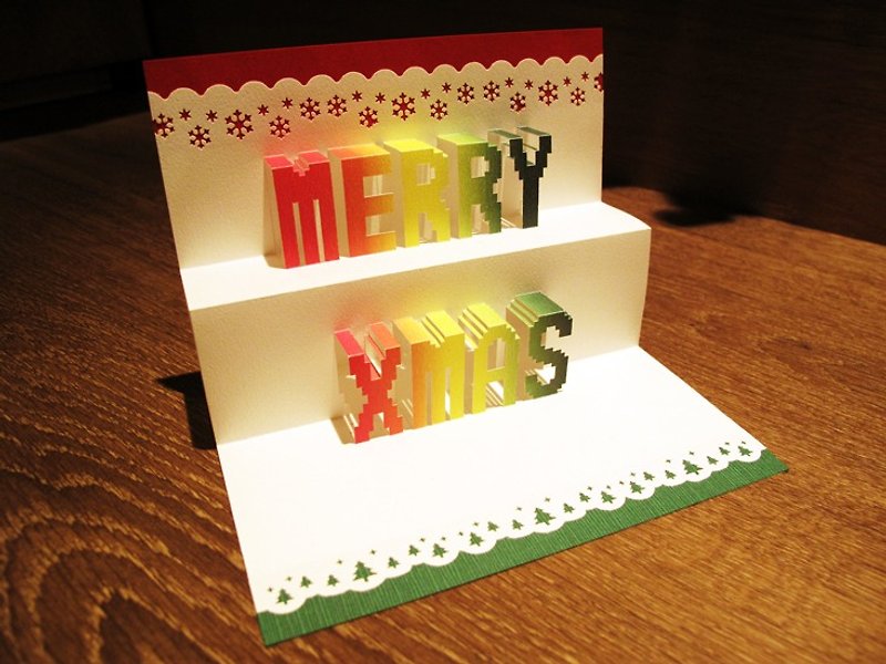 立体纸雕圣诞卡片-MERRY XMAS - 卡片/明信片 - 纸 多色