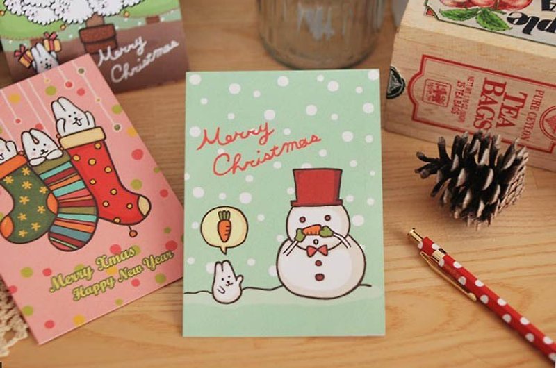 *Mori Shu* 圣诞卡/雪人:不要拿走我鼻子(单张含信封) - 卡片/明信片 - 纸 多色
