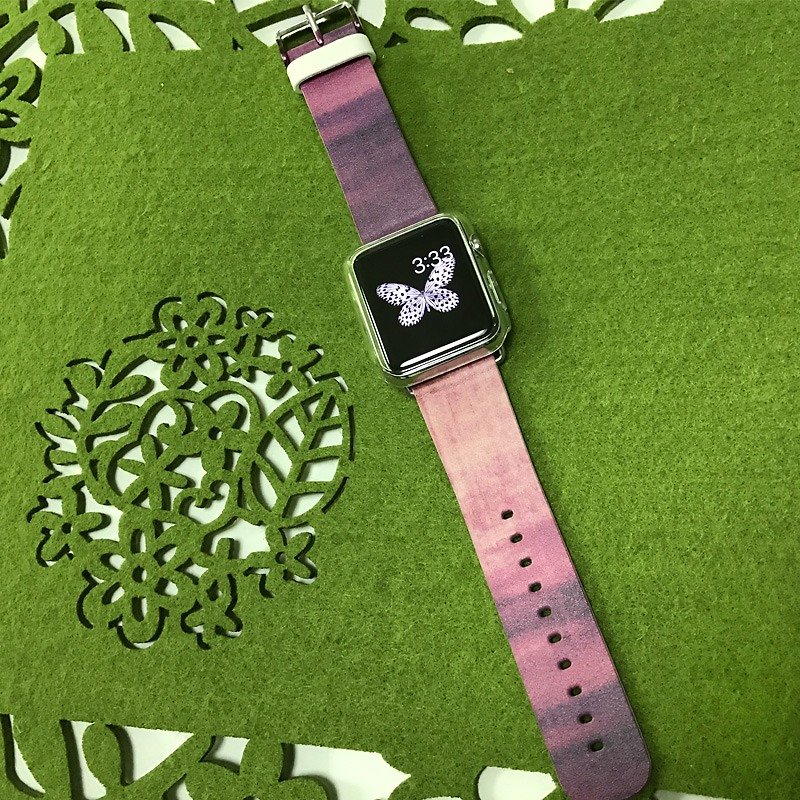 Apple Watch Series 1 , Series 2, Series 3 - Apple Watch 真皮手表带，适用于Apple Watch 及 Apple Watch Sport - Freshion 香港原创设计师品牌 - 粉红油彩图纹 015 - 表带 - 真皮 