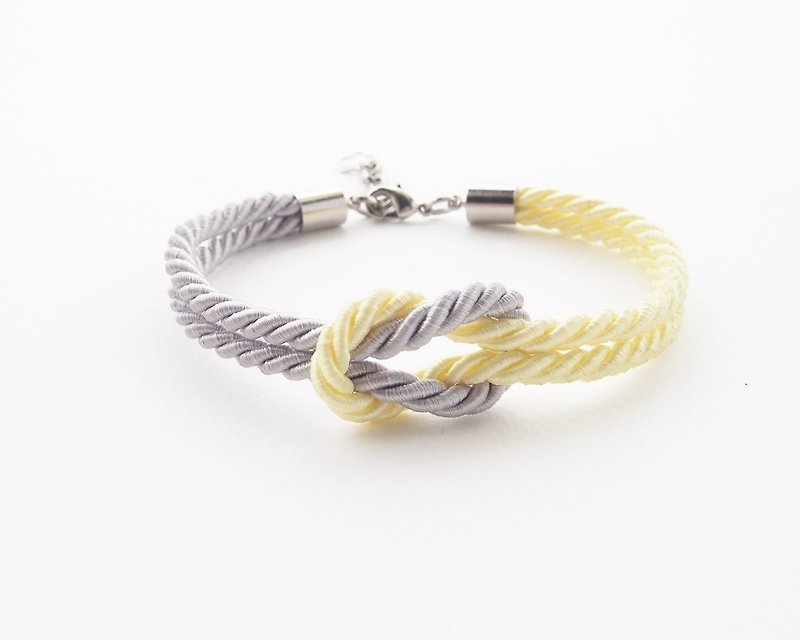 Young corn yellow and Light gray rope knot bracelet - 手链/手环 - 其他材质 黄色