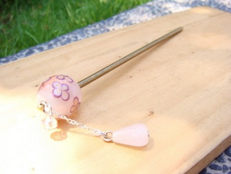 柚子林琉璃 - 发簪 - 花的愿望 - 幸福精灵 (粉紫) - 发饰 - 玻璃 多色