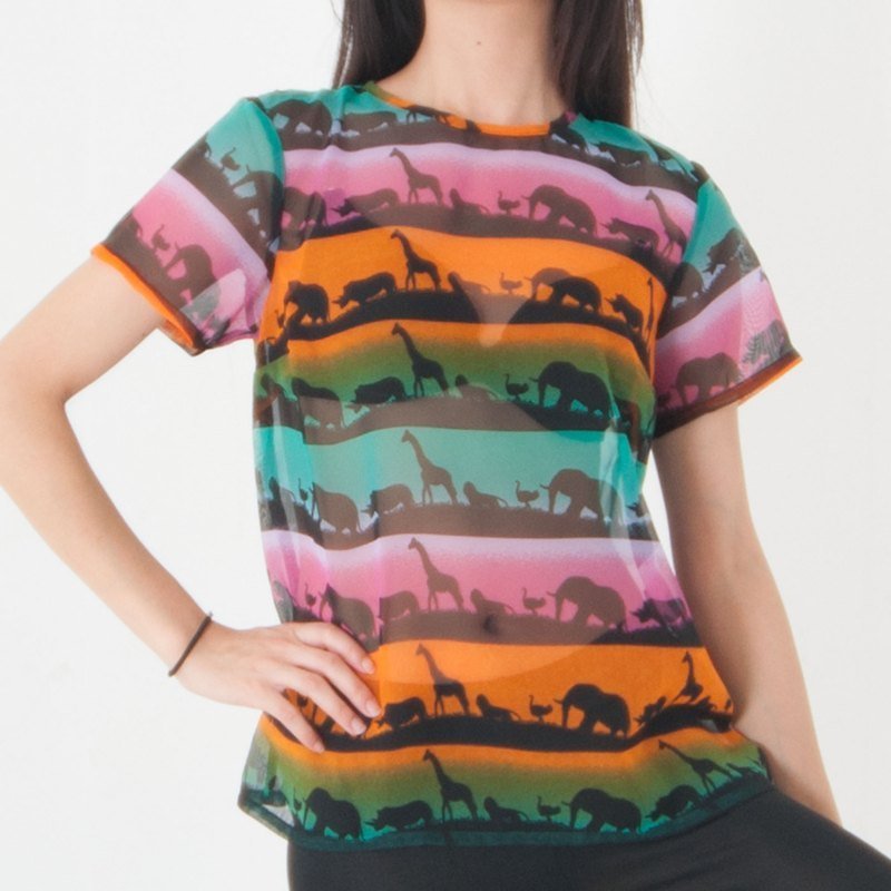 奔放的热带草原 - 女装 T 恤 - 防水材质 多色
