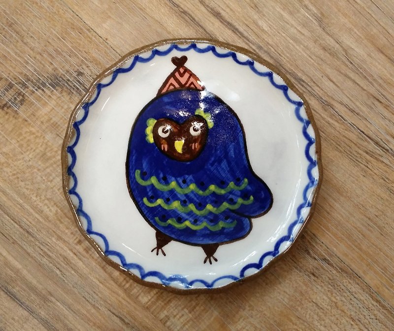 蓝色猫头鹰✖动物圆盘 - 花瓶/陶器 - 其他材质 