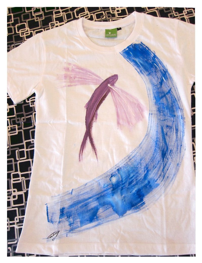 跃海之鱼-Winwing手绘衣 - 女装 T 恤 - 棉．麻 