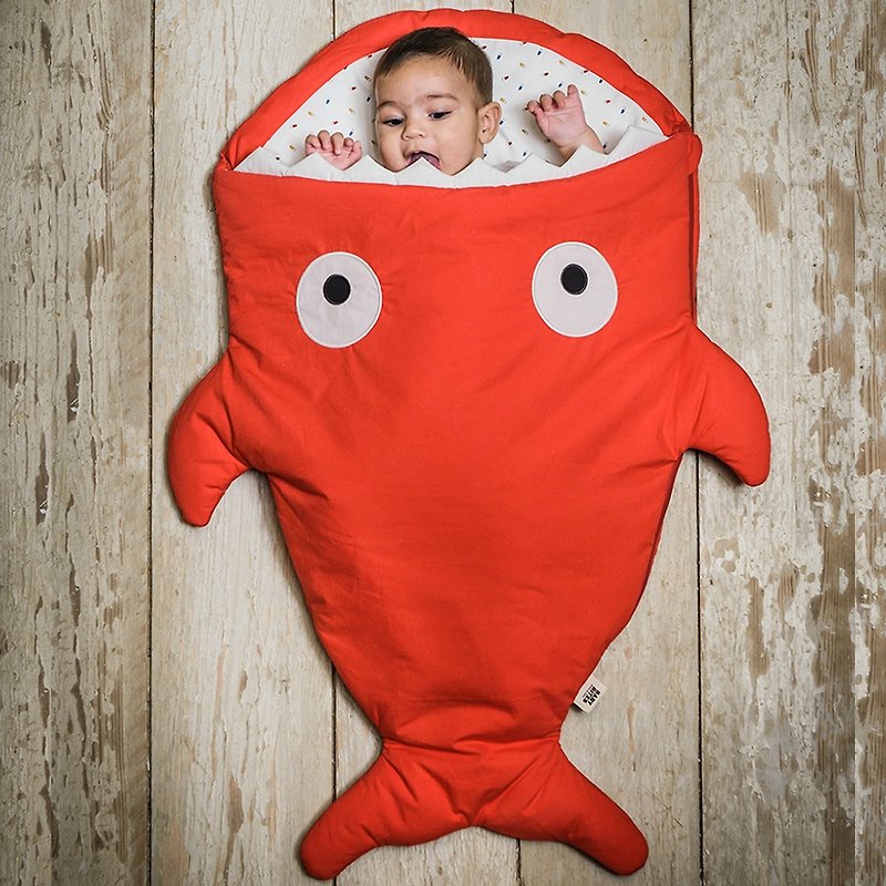 【西班牙制】鲨鱼咬一口BabyBites纯棉婴幼儿多功能睡袋-标准版 - 满月礼盒 - 棉．麻 红色