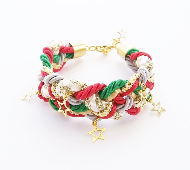 ELBRAZA braided bracelet with little star charms. - 手链/手环 - 其他材质 多色