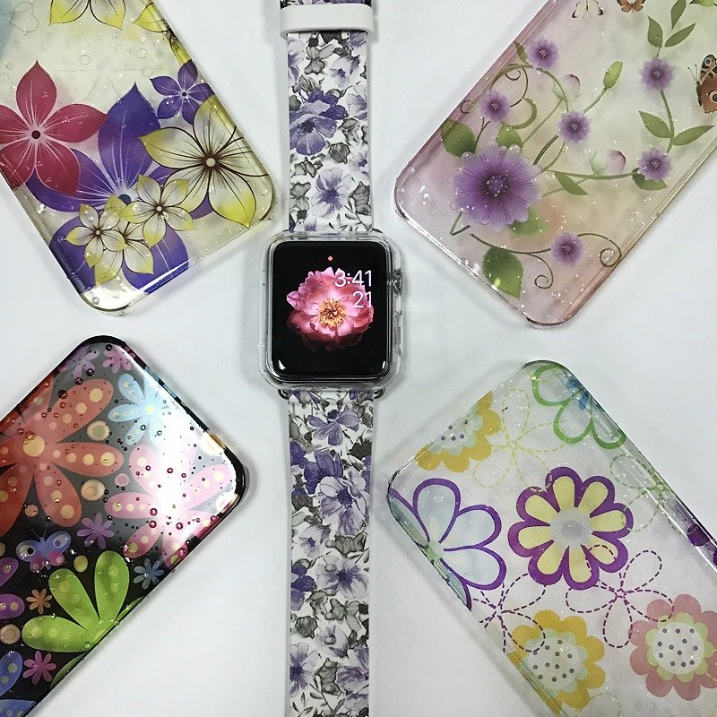Apple Watch Series 1 , Series 2, Series 3 - Apple Watch 真皮手表带，适用于Apple Watch 及 Apple Watch Sport - Freshion 香港原创设计师品牌 - 紫色碎花花纹 cr10 - 表带 - 真皮 