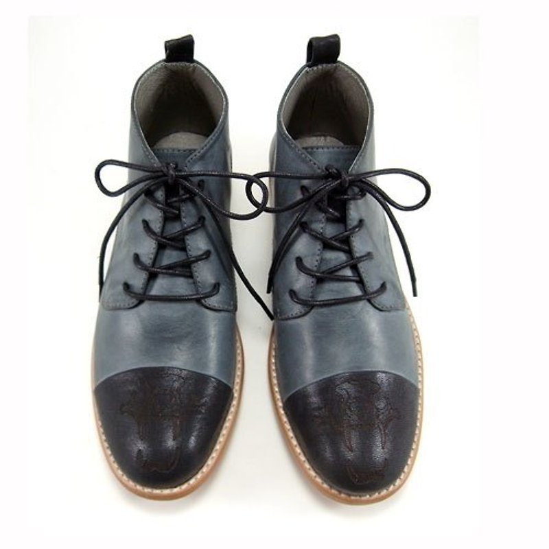 Sweet Villians  英伦时尚休闲绅士皮靴 Outdoor Style 98328，雾铁黑 - 女款休闲鞋 - 真皮 黑色