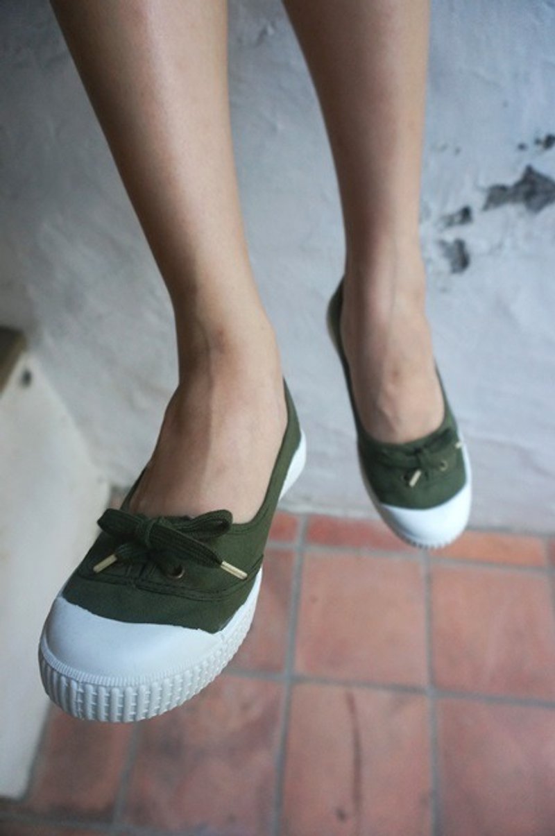 victoria西班牙国民手工鞋-军绿色KAKI - 女款休闲鞋 - 棉．麻 绿色