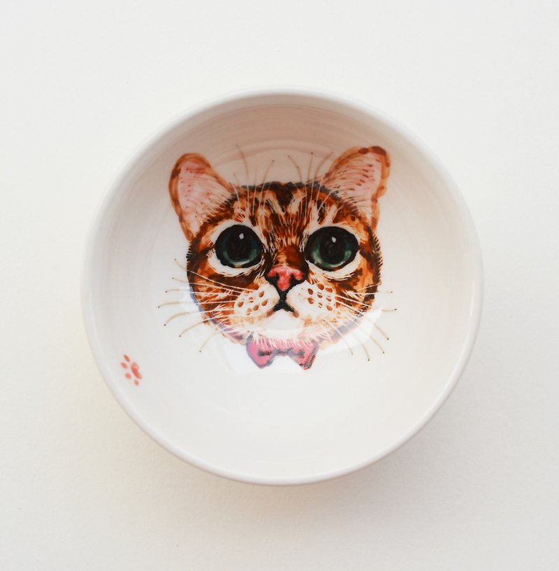 手绘小茶杯-橘子虎班猫有个红鼻子 - 茶具/茶杯 - 瓷 橘色