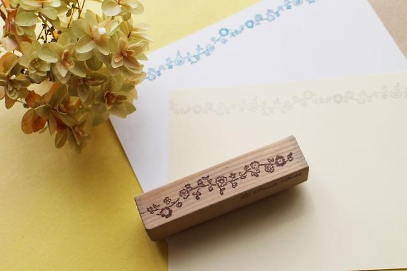 【再販】小花のライン　スタンプ - 印章/印台 - 木头 咖啡色
