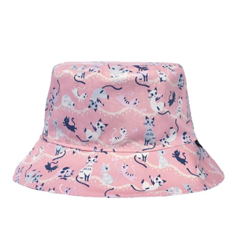 爱玩耍的猫小姐双面渔夫帽 - 帽子 - 其他材质 粉红色