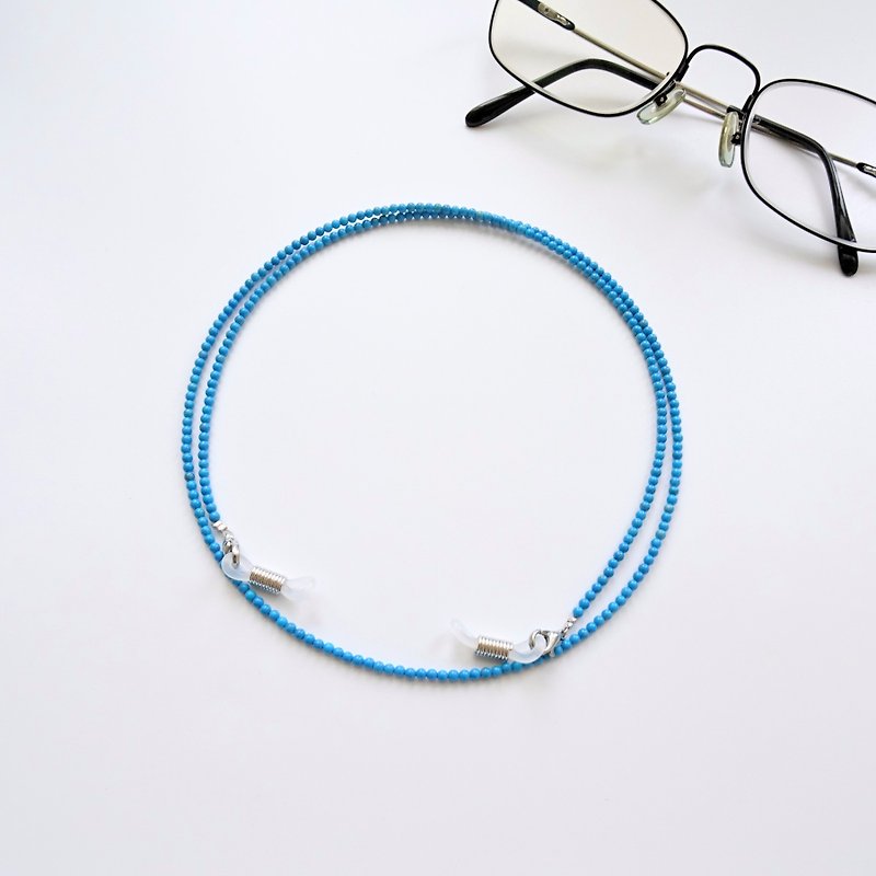 白纹石染土耳其蓝小圆珠眼镜链 - 给妈妈的母亲节礼物 - 项链 - 半宝石 蓝色
