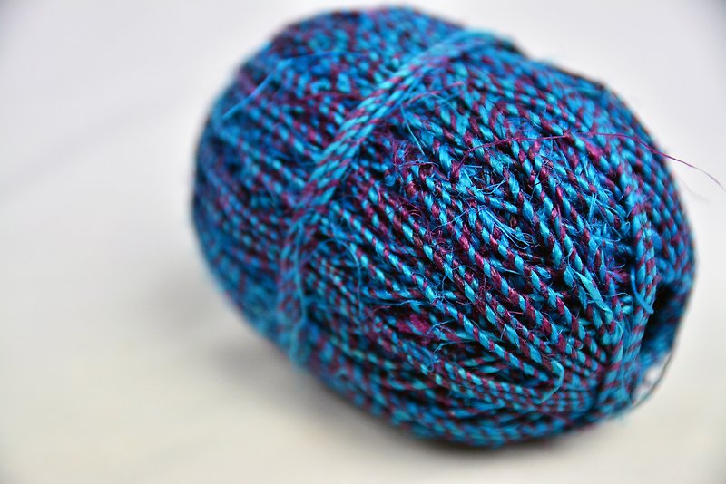 手捻麻线-双色 红色 土耳其蓝-公平贸易 - 编织/刺绣/羊毛毡/裁缝 - 植物．花 蓝色