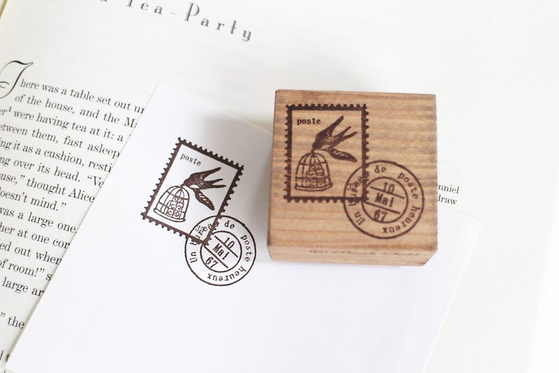 【再販】ツバメの切手 - 印章/印台 - 木头 咖啡色