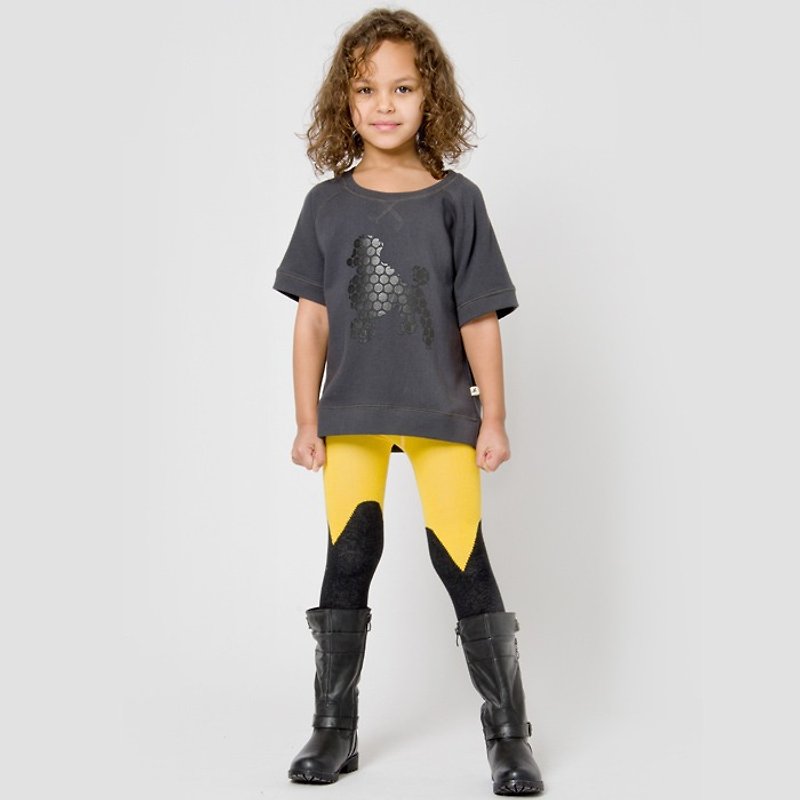 【法国制】瑞典有机棉童装裤袜1岁至8岁 黄/黑拼接 - 婴儿袜子 - 棉．麻 黄色